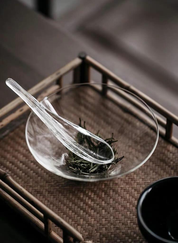 Japanese High Temperature Resistant Simple Glass Tea Bowl & Spoon Set | Chawan Set - mokupark.com