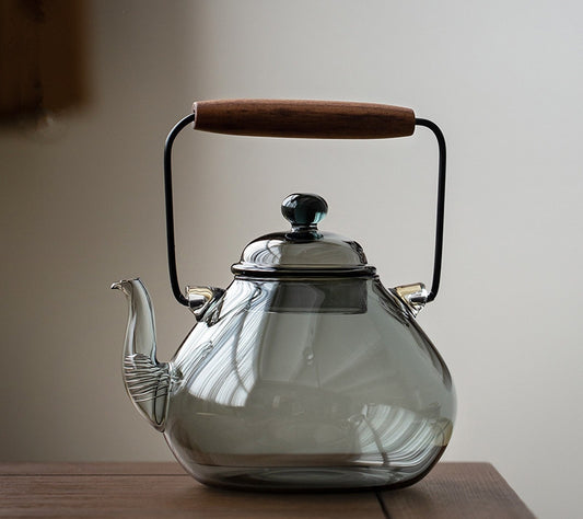 Toshiro | Smoky Gray Heat-resistant Glass Tea Kettle & Cup