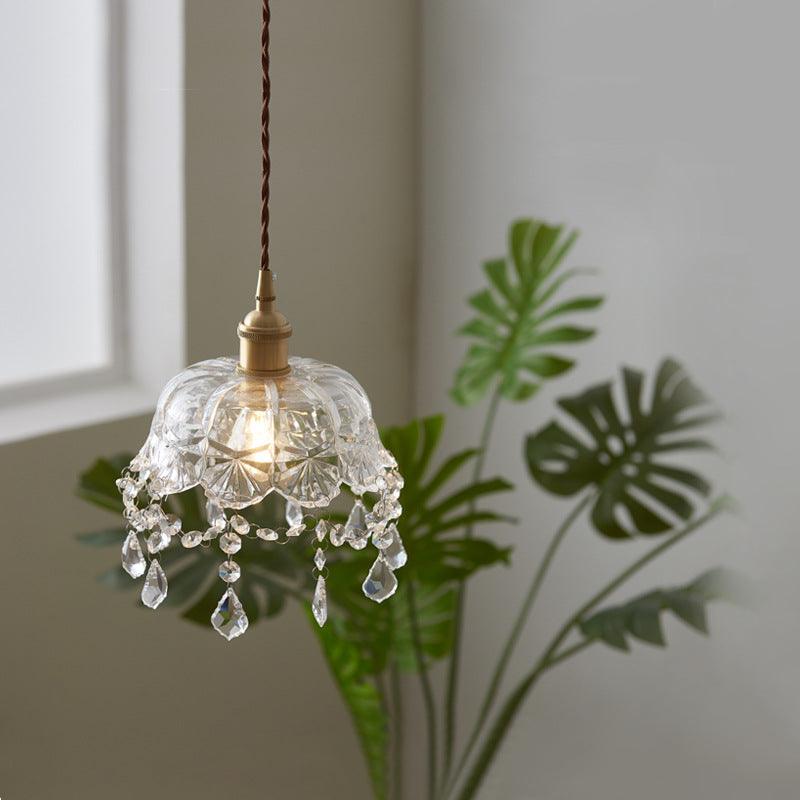 Brass Glass with Crystal Pendant Lamp - mokupark.com