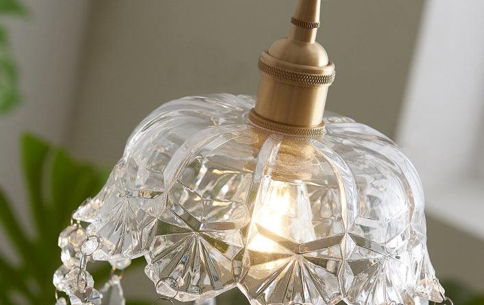 Brass Glass with Crystal Pendant Lamp - mokupark.com